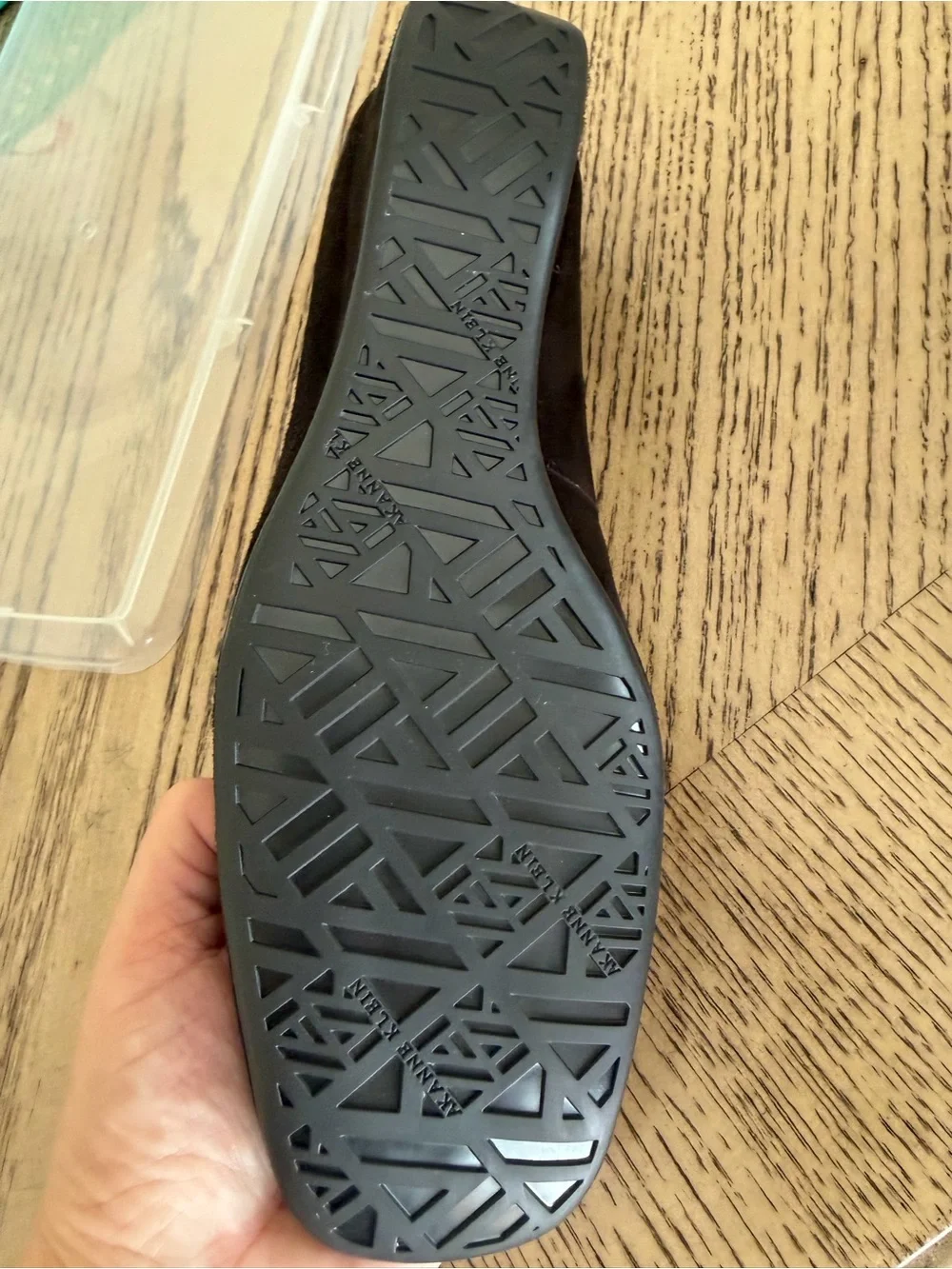 Anne Klein Dark Brown Suede Loafers with Gold Hardware